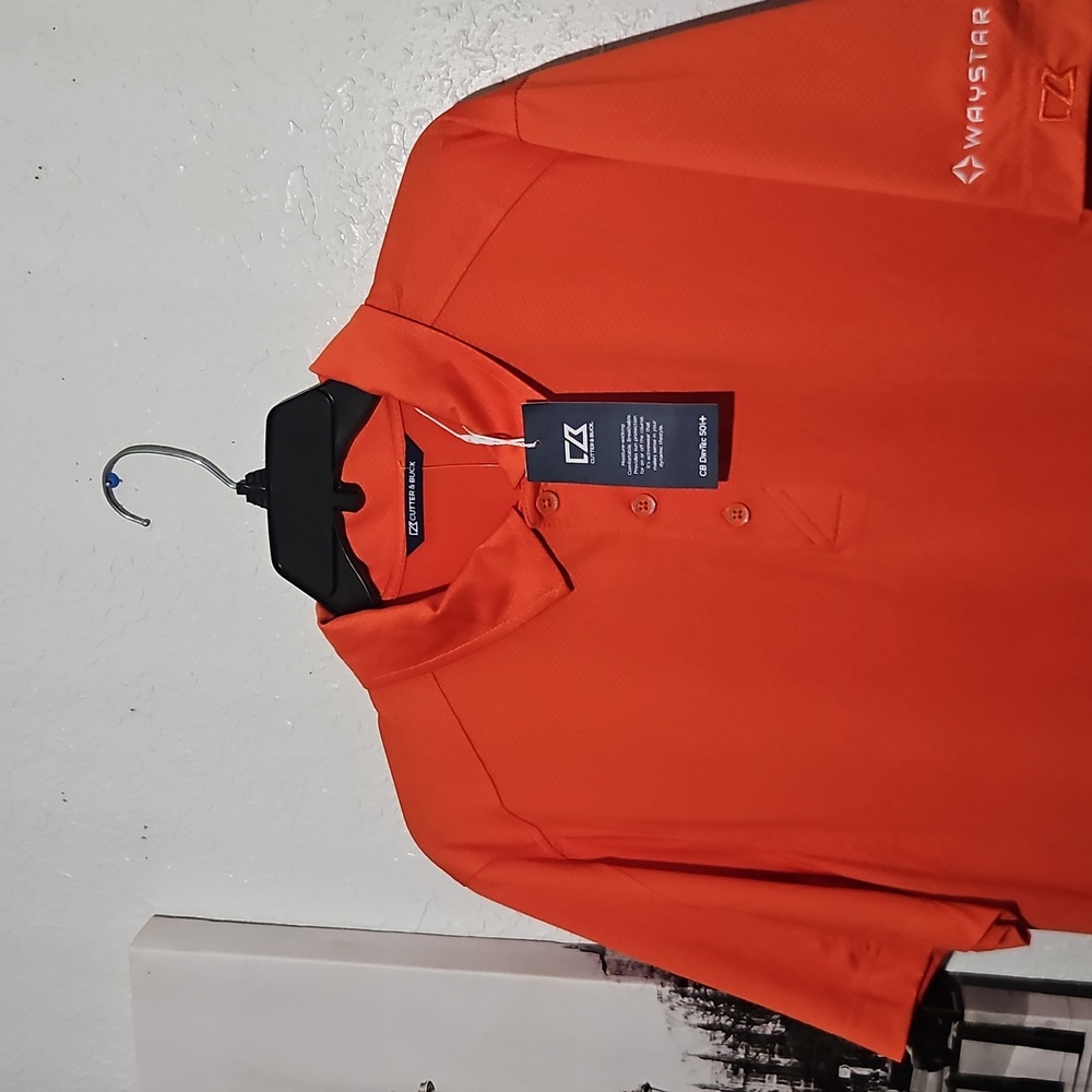 Cutter & Buck Mens CB DryTec Orange Polo Shirt Size Medium New With Tags